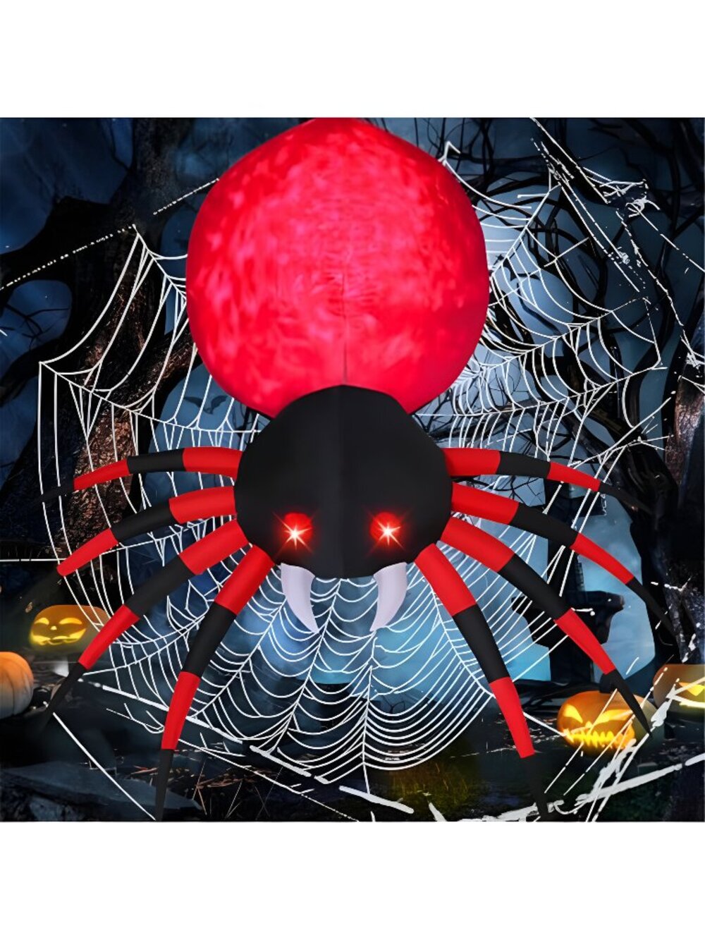 GOOSH 8 FT Halloween Inflatable Spider Outdoor Decoration with Magic Light Blow